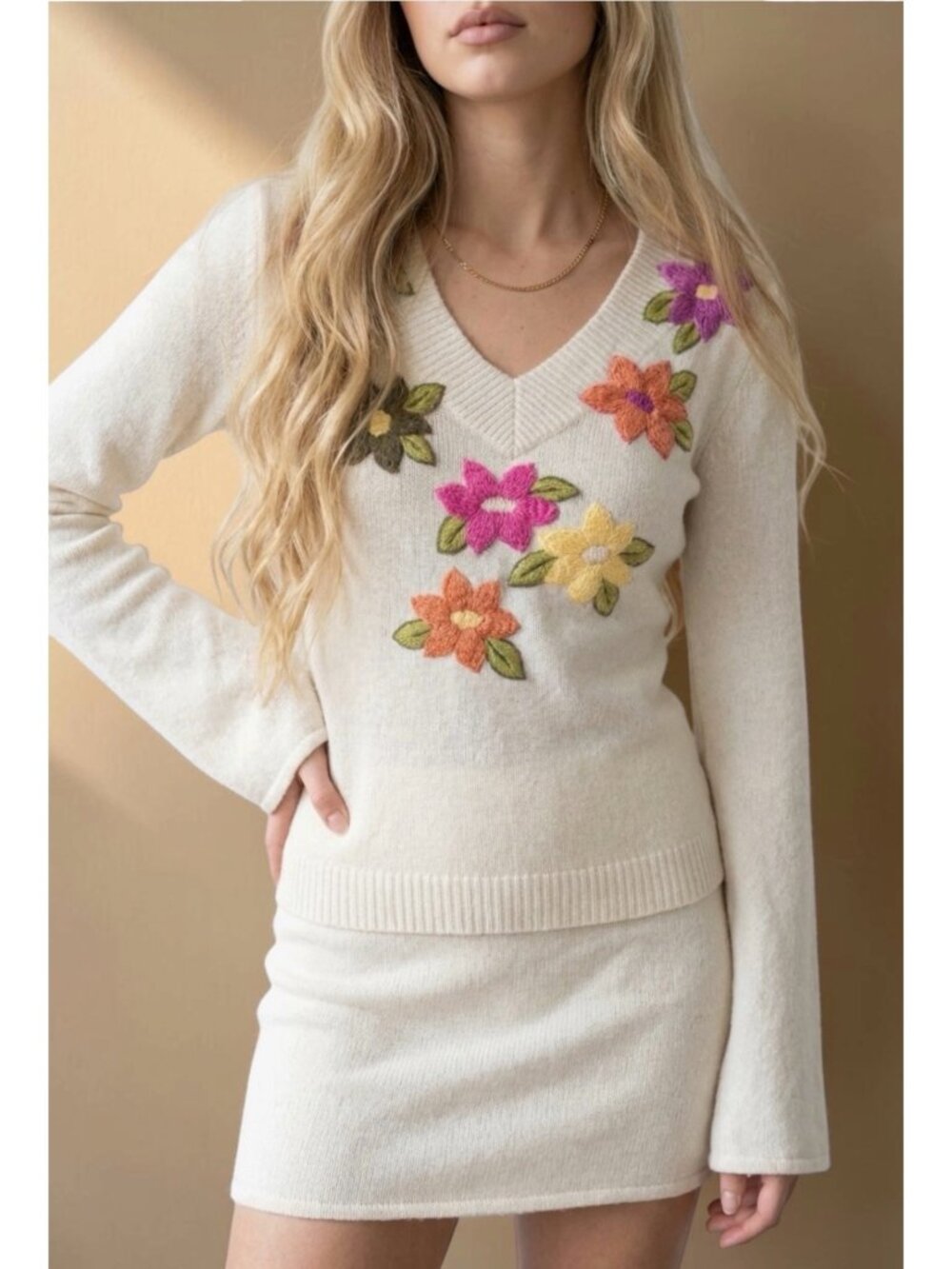 Vintage Y2K 525 America Embroidered Cashmere Blend Sweater S Fairy Grunge
